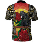 Waratah And Banksian Cockatoo Polo Shirt Aboriginal Art