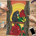 Waratah And Banksian Cockatoo Puzzle Aboriginal Art - Aussie Hoodie
