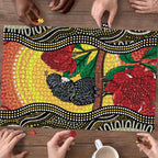 Waratah And Banksian Cockatoo Puzzle Aboriginal Art - Aussie Hoodie