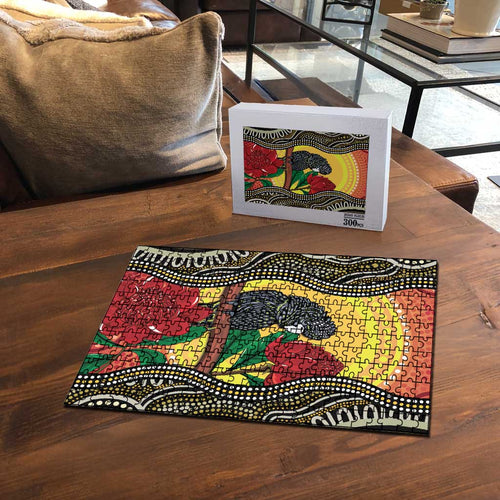 Waratah And Banksian Cockatoo Puzzle Aboriginal Art - Aussie Hoodie