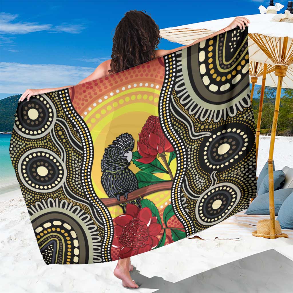 Waratah And Banksian Cockatoo Sarong Aboriginal Art