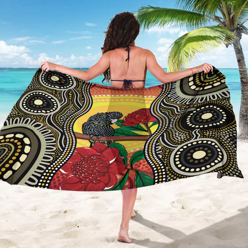 Waratah And Banksian Cockatoo Sarong Aboriginal Art