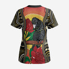 Waratah And Banksian Cockatoo Scrub Top Aboriginal Art - Aussie Hoodie