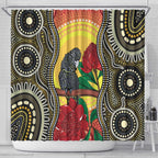 Waratah And Banksian Cockatoo Shower Curtain Aboriginal Art