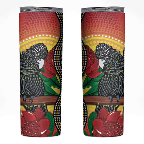 Waratah And Banksian Cockatoo Skinny Tumbler Aboriginal Art