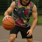 Waratah And Banksian Cockatoo Sleeveless Hoodie Aboriginal Art - Aussie Hoodie