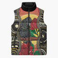Waratah And Banksian Cockatoo Sleeveless Puffer Jacket Aboriginal Art - Aussie Hoodie