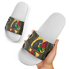 Waratah And Banksian Cockatoo Slide Sandals Aboriginal Art - Aussie Hoodie