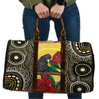 Waratah And Banksian Cockatoo Travel Bag Aboriginal Art - Aussie Hoodie