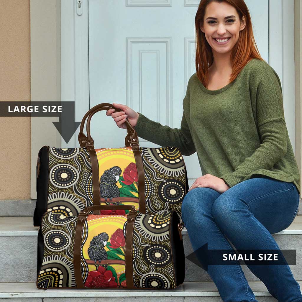 Waratah And Banksian Cockatoo Travel Bag Aboriginal Art - Aussie Hoodie