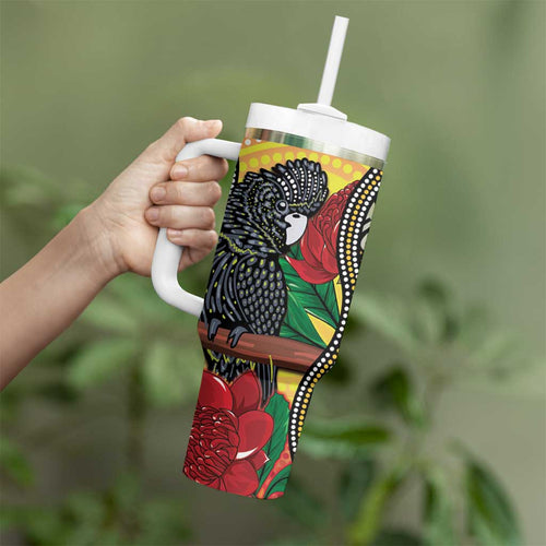 Waratah And Banksian Cockatoo Tumbler With Handle Aboriginal Art