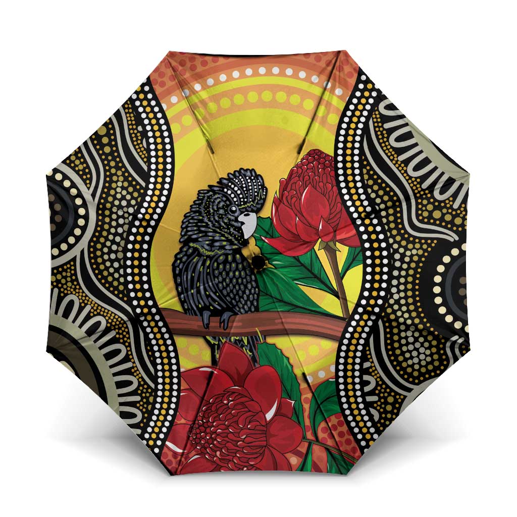 Waratah And Banksian Cockatoo Umbrella Aboriginal Art - Aussie Hoodie