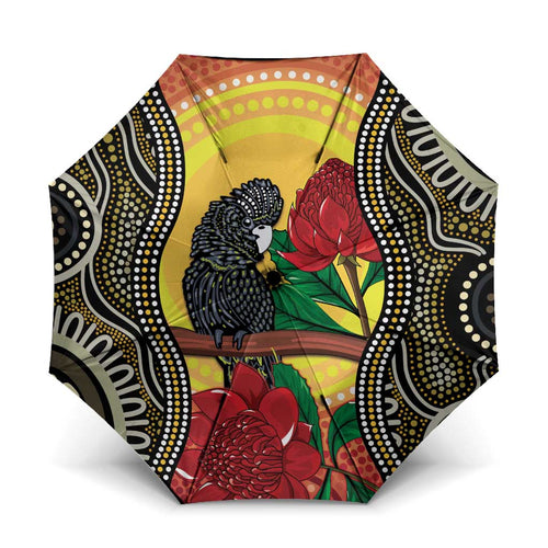 Waratah And Banksian Cockatoo Umbrella Aboriginal Art - Aussie Hoodie