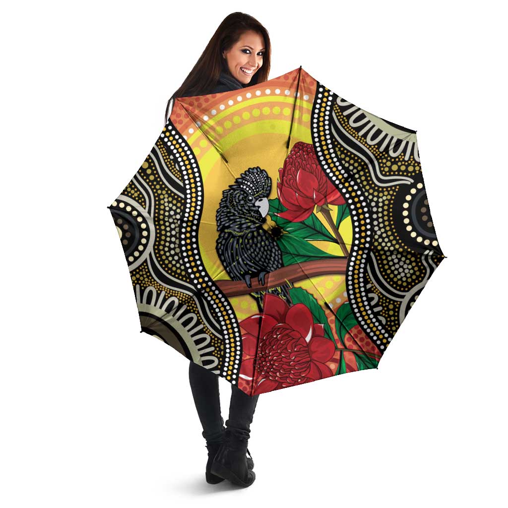 Waratah And Banksian Cockatoo Umbrella Aboriginal Art - Aussie Hoodie