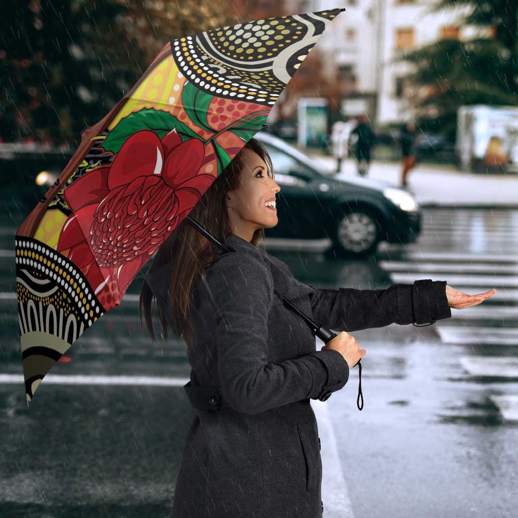 Waratah And Banksian Cockatoo Umbrella Aboriginal Art - Aussie Hoodie