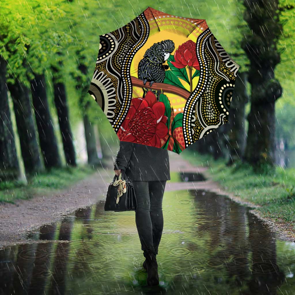 Waratah And Banksian Cockatoo Umbrella Aboriginal Art - Aussie Hoodie