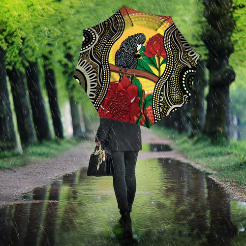 Waratah And Banksian Cockatoo Umbrella Aboriginal Art - Aussie Hoodie