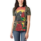 Waratah And Banksian Cockatoo Women Polo Shirt Aboriginal Art