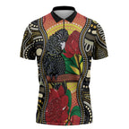 Waratah And Banksian Cockatoo Zipper Polo Shirt Aboriginal Art - Aussie Hoodie