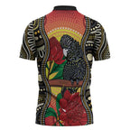 Waratah And Banksian Cockatoo Zipper Polo Shirt Aboriginal Art - Aussie Hoodie