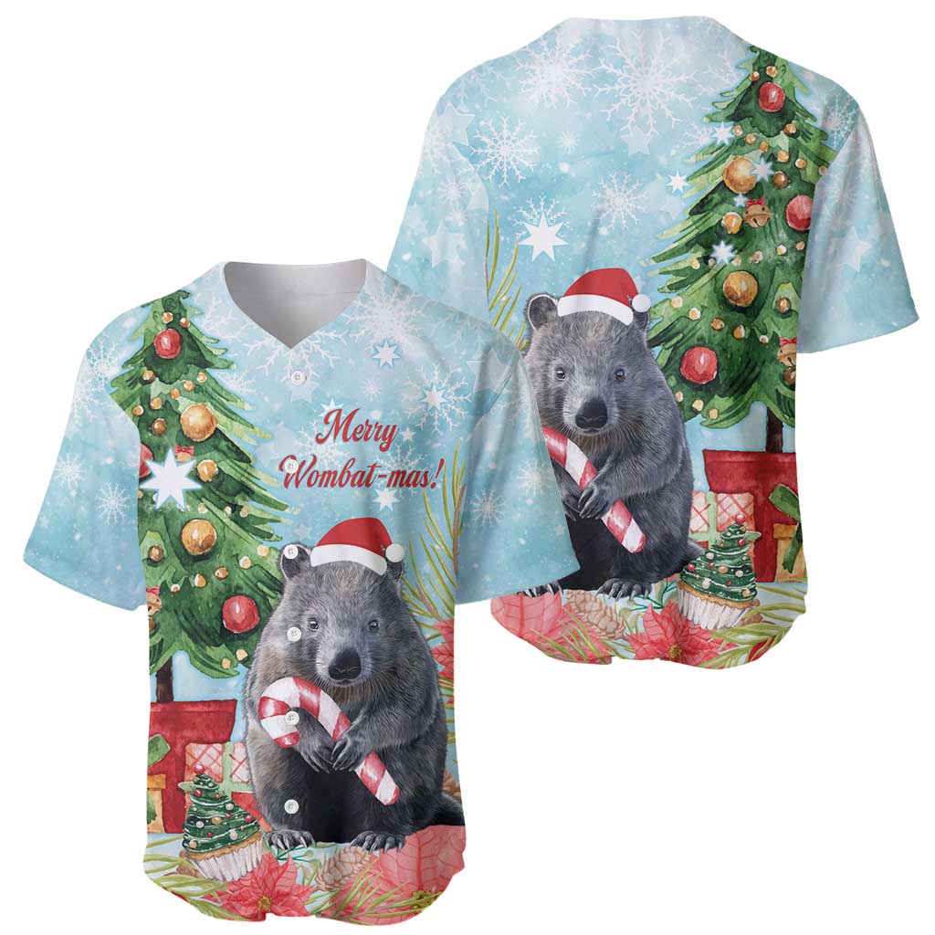 Australia Christmas Baseball Jersey Merry Wombat-mas Watercolor Style