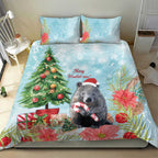 Australia Christmas Bedding Set Merry Wombat-mas Watercolor Style