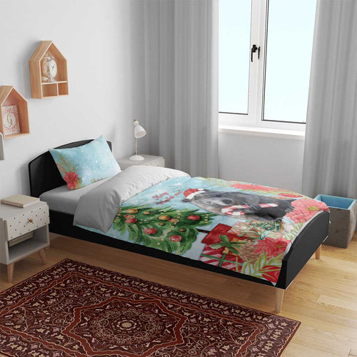 Australia Christmas Bedding Set Merry Wombat-mas Watercolor Style
