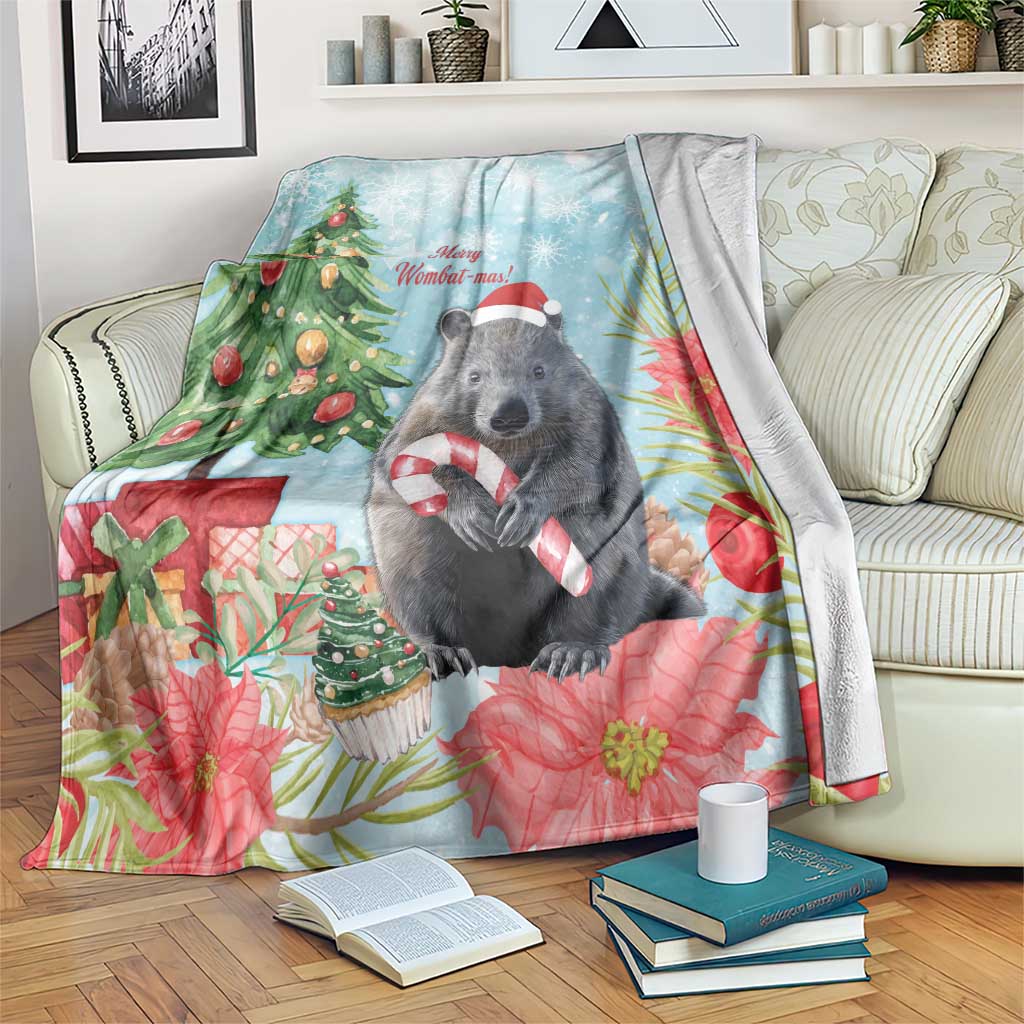 Australia Christmas Blanket Merry Wombat-mas Watercolor Style