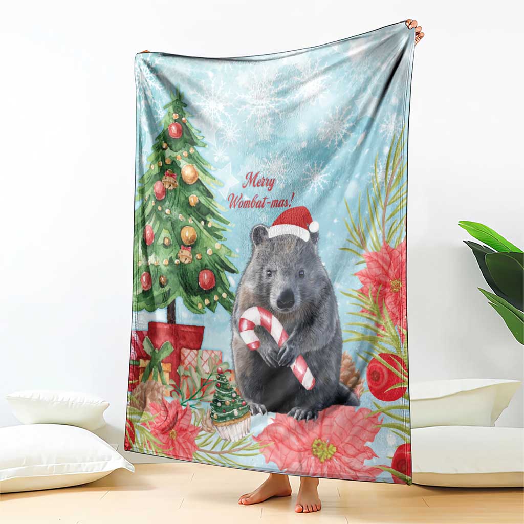Australia Christmas Blanket Merry Wombat-mas Watercolor Style