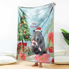 Australia Christmas Blanket Merry Wombat-mas Watercolor Style