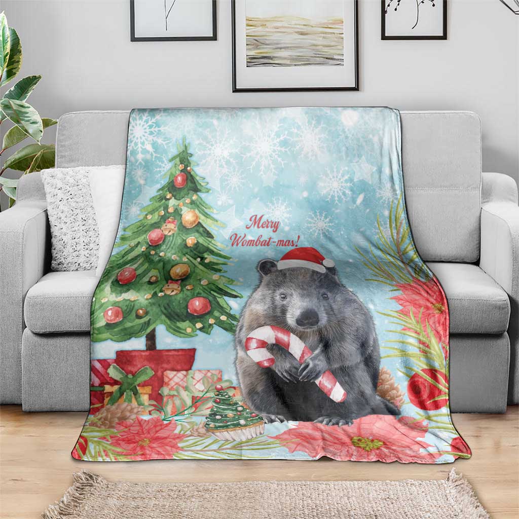 Australia Christmas Blanket Merry Wombat-mas Watercolor Style