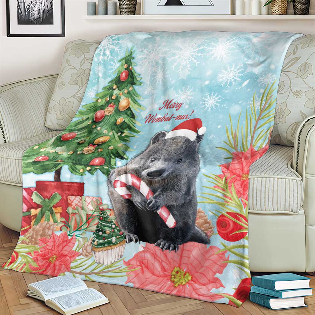 Australia Christmas Blanket Merry Wombat-mas Watercolor Style