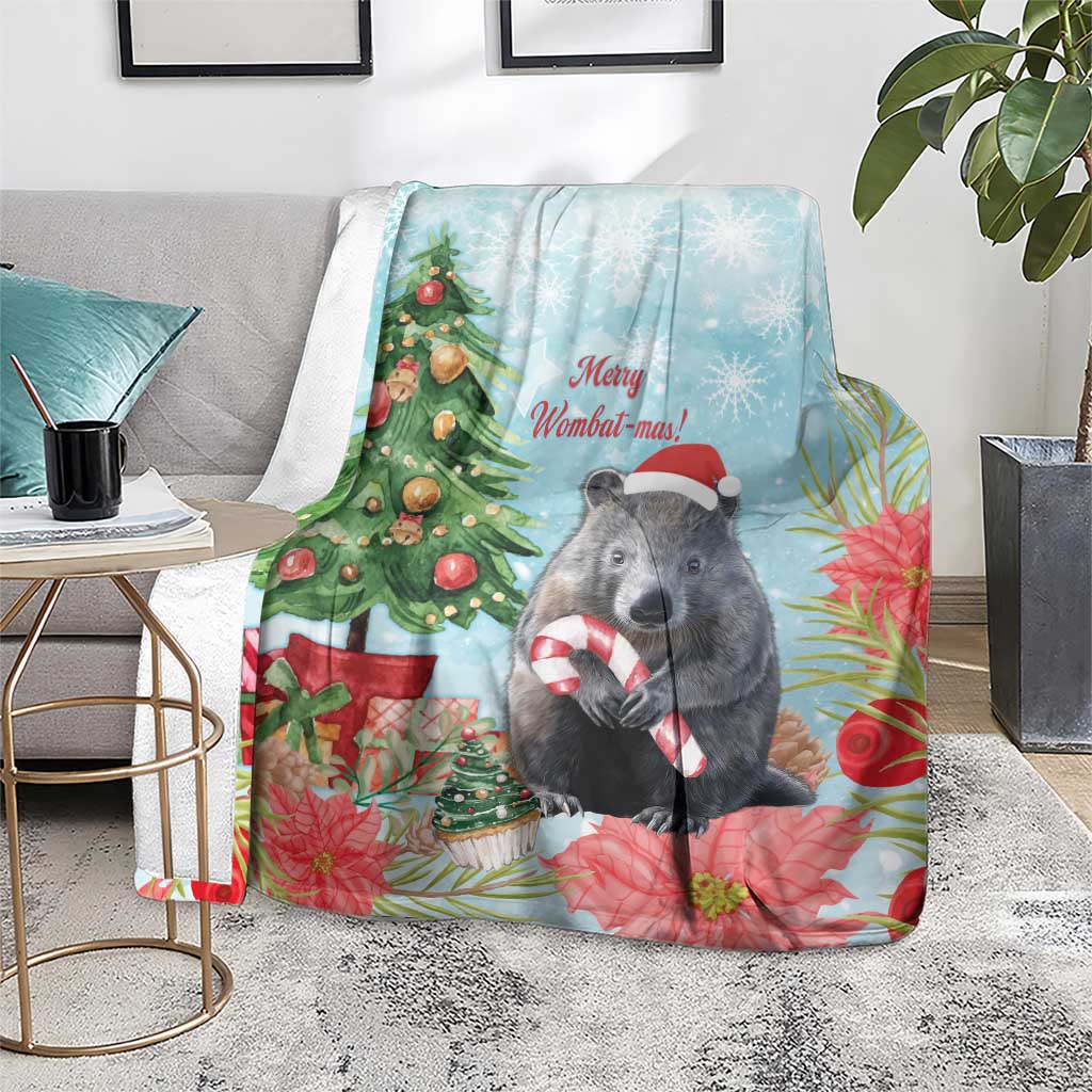 Australia Christmas Blanket Merry Wombat-mas Watercolor Style