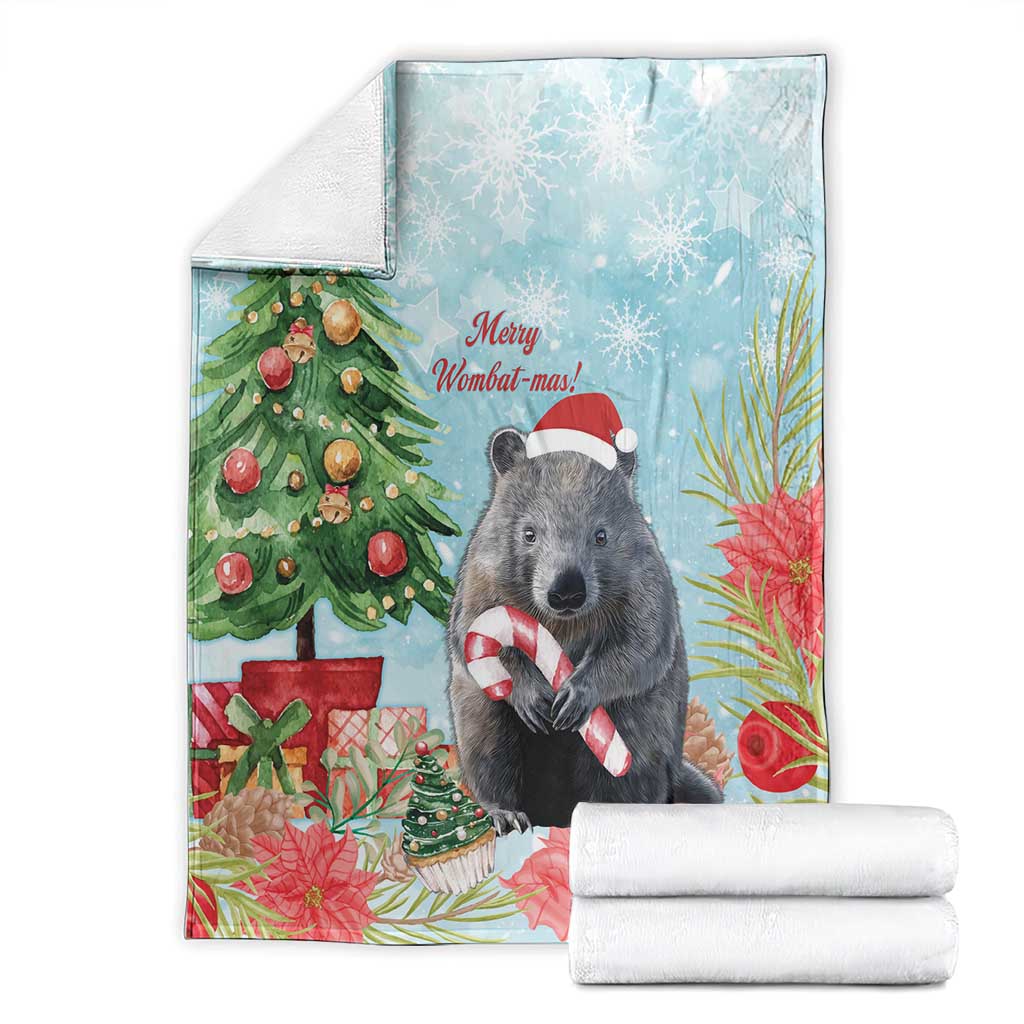 Australia Christmas Blanket Merry Wombat-mas Watercolor Style