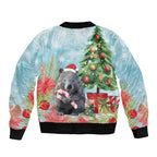 Australia Christmas Bomber Jacket Merry Wombat-mas Watercolor Style
