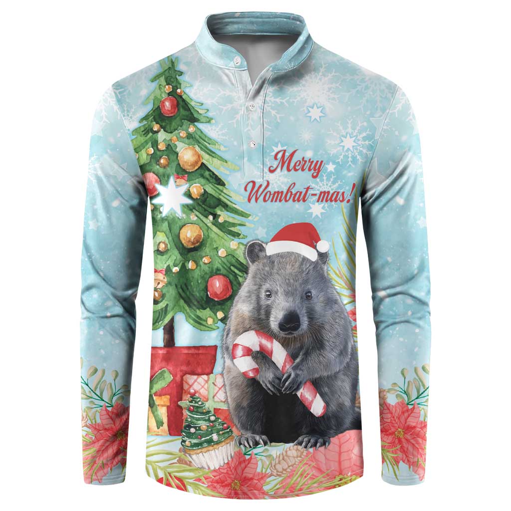 Australia Christmas Button Sweatshirt Merry Wombat-mas Watercolor Style