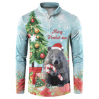 Australia Christmas Button Sweatshirt Merry Wombat-mas Watercolor Style
