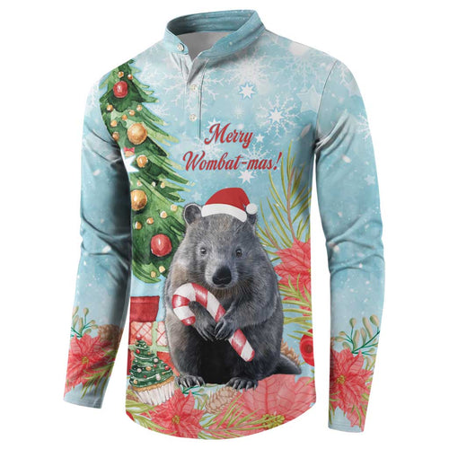 Australia Christmas Button Sweatshirt Merry Wombat-mas Watercolor Style
