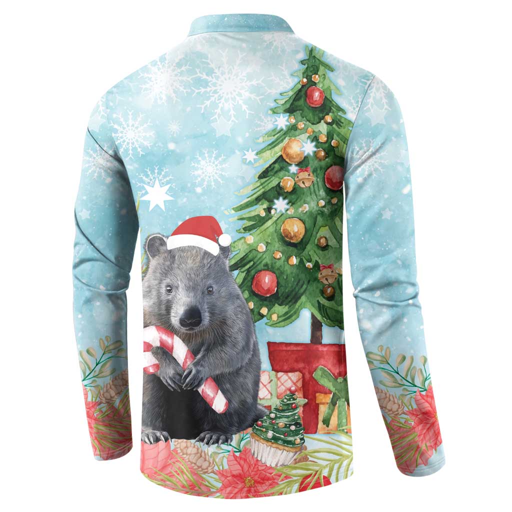 Australia Christmas Button Sweatshirt Merry Wombat-mas Watercolor Style