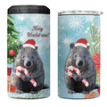 Australia Christmas 4 in 1 Can Cooler Tumbler Merry Wombat-mas Watercolor Style