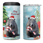 Australia Christmas 4 in 1 Can Cooler Tumbler Merry Wombat-mas Watercolor Style