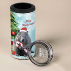 Australia Christmas 4 in 1 Can Cooler Tumbler Merry Wombat-mas Watercolor Style