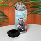 Australia Christmas 4 in 1 Can Cooler Tumbler Merry Wombat-mas Watercolor Style