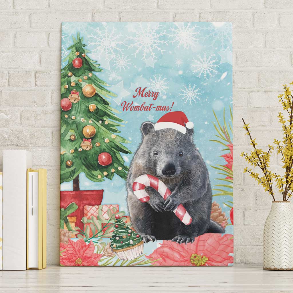 Australia Christmas Canvas Wall Art Merry Wombat-mas Watercolor Style