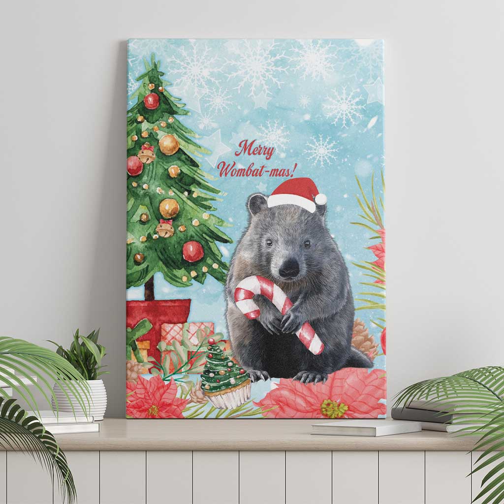 Australia Christmas Canvas Wall Art Merry Wombat-mas Watercolor Style