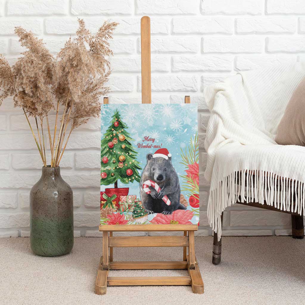 Australia Christmas Canvas Wall Art Merry Wombat-mas Watercolor Style