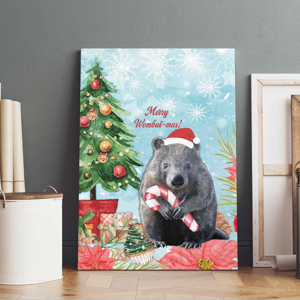 Australia Christmas Canvas Wall Art Merry Wombat-mas Watercolor Style