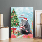 Australia Christmas Canvas Wall Art Merry Wombat-mas Watercolor Style