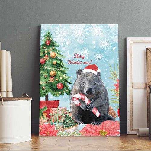 Australia Christmas Canvas Wall Art Merry Wombat-mas Watercolor Style