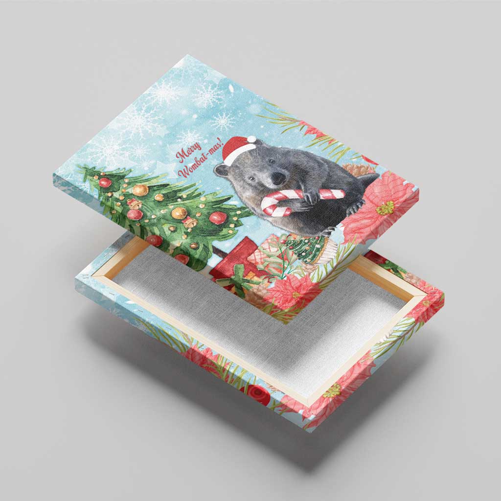 Australia Christmas Canvas Wall Art Merry Wombat-mas Watercolor Style